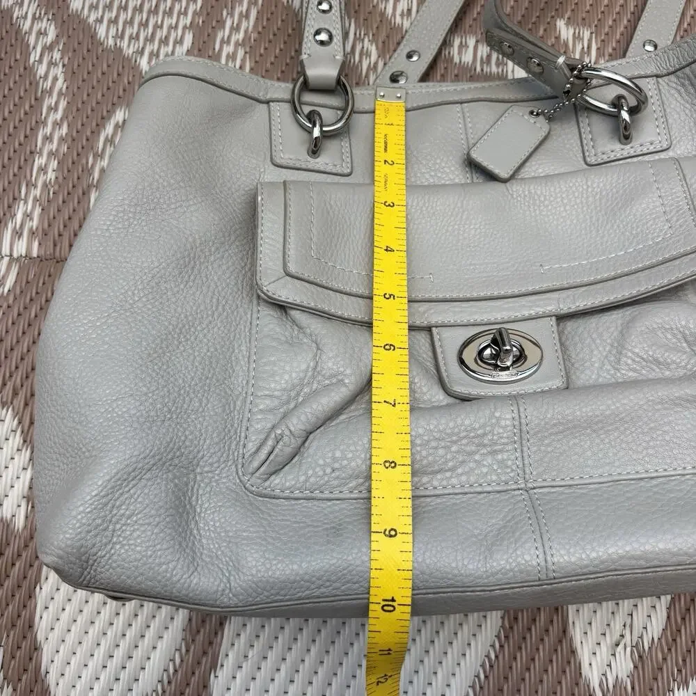 Coach Penelope Gray Soft Pebbled Leather Carryall Satchel Bag Preowned Worn